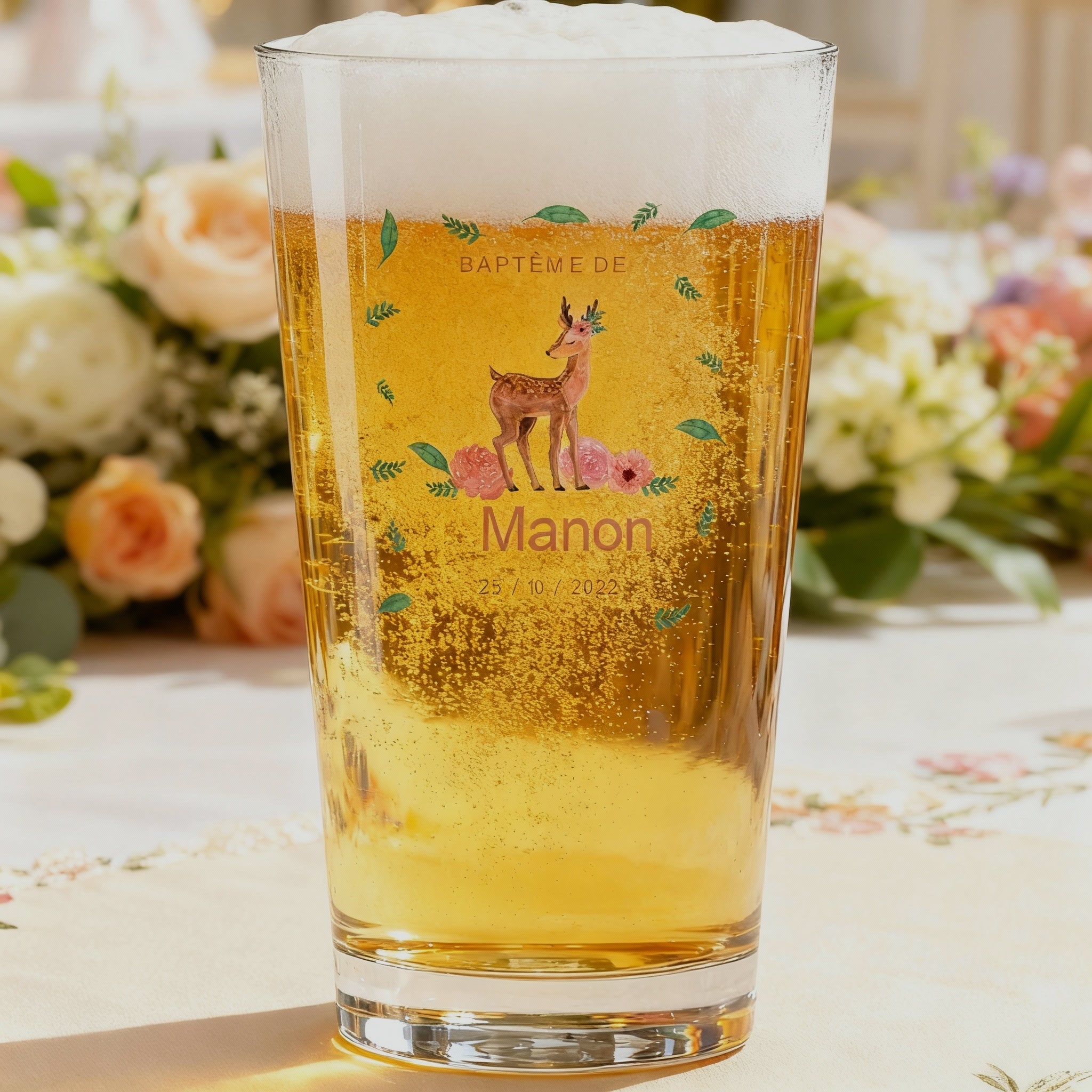 verre à bière personnalisé bapteme