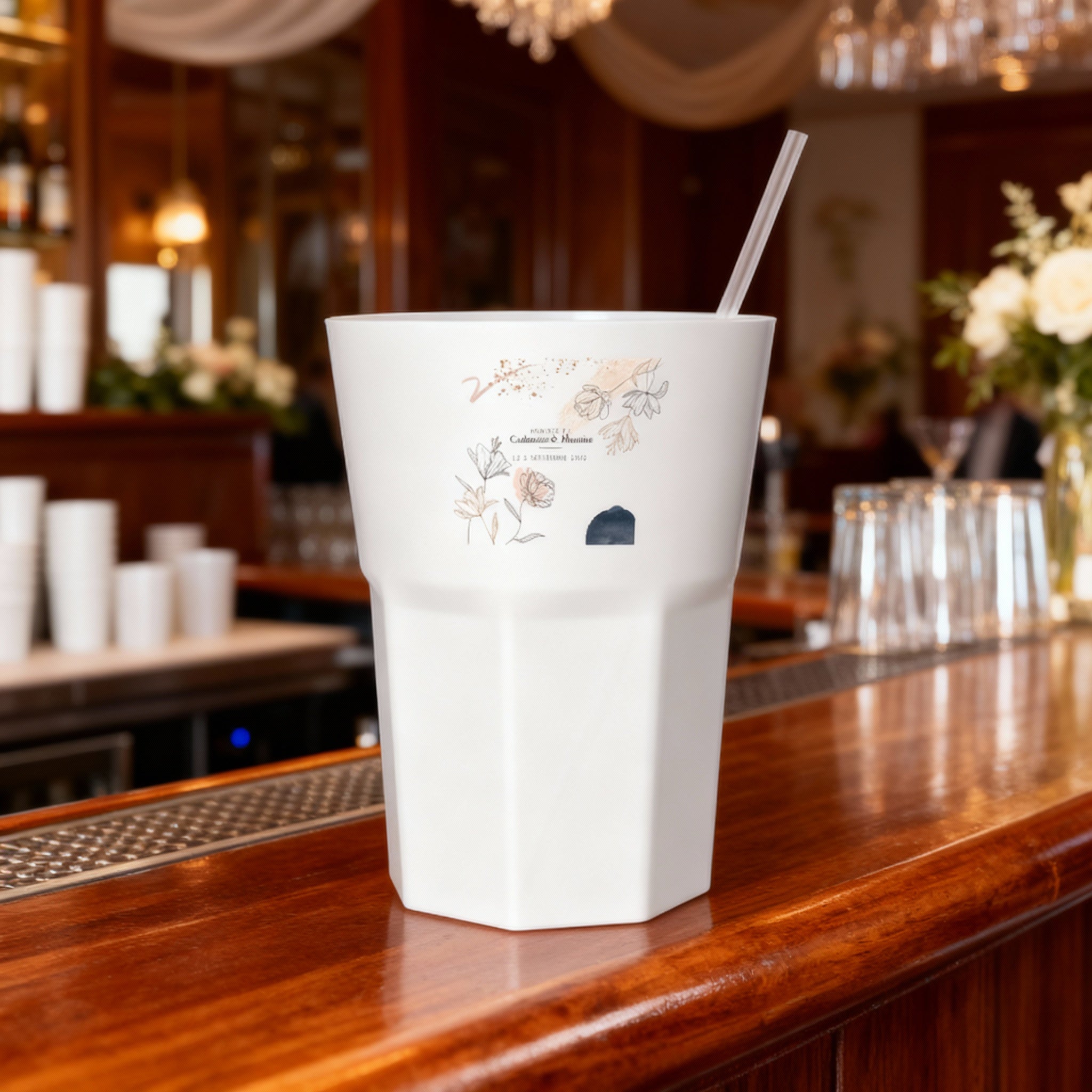 Verre à Mojito personnalisé blanc Mariage Moderne Champêtre