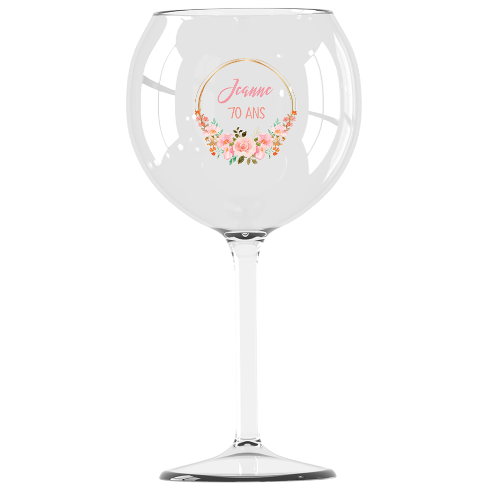 verre piscine personnalisé anniversaire fleurs