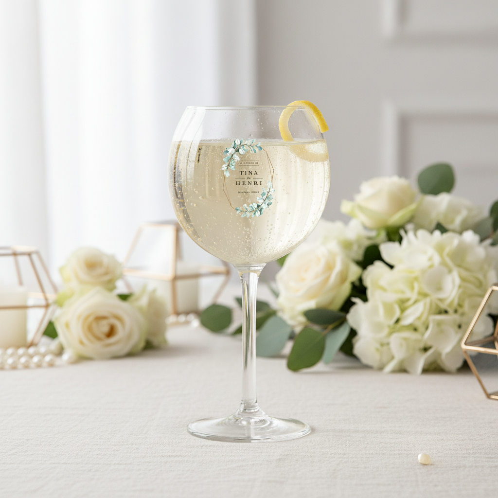 verre piscine mariage vert & doré ambiance