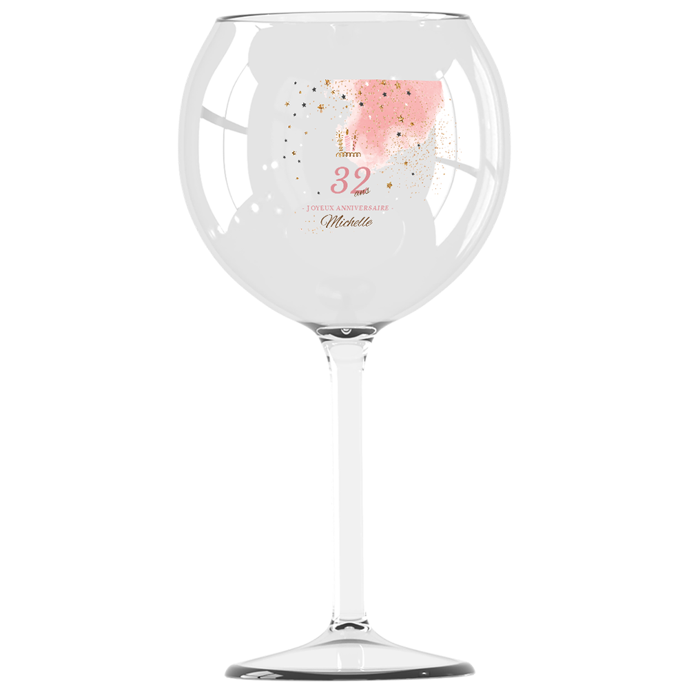 verre piscine personnalisé anniversaire rose