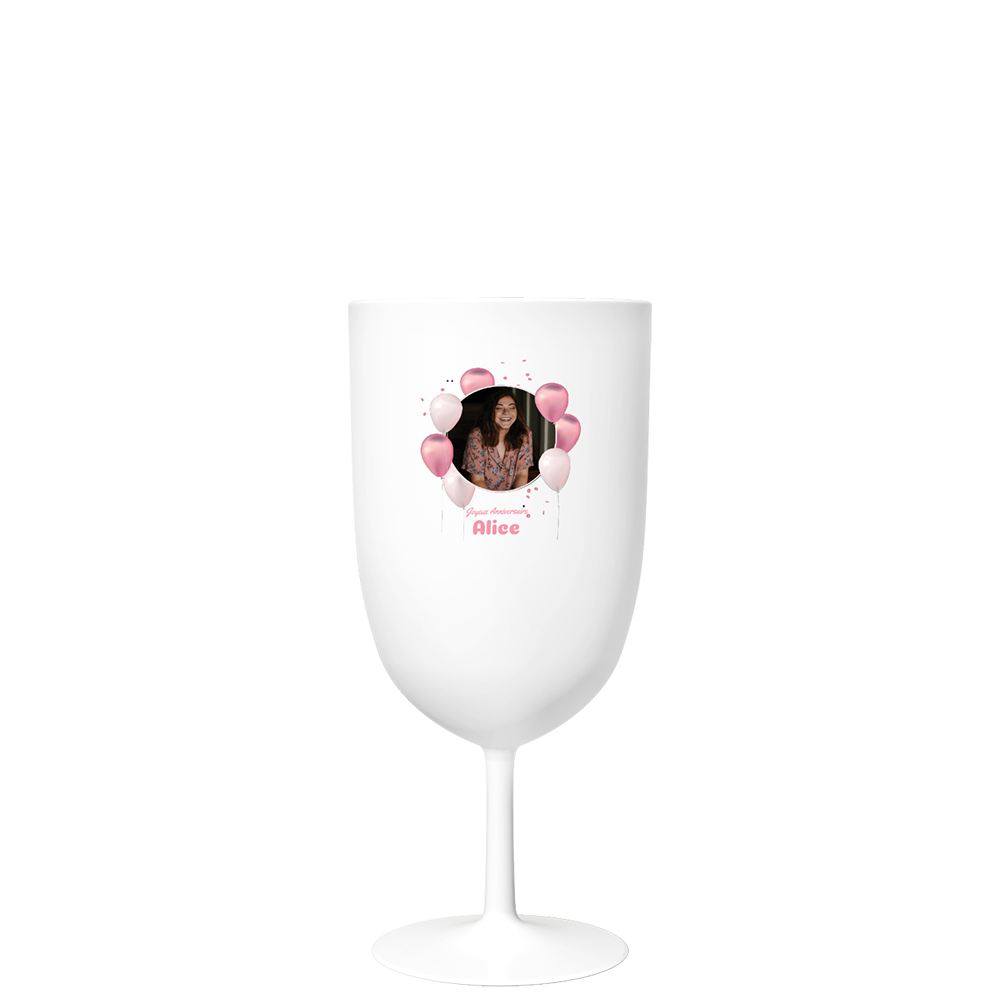 Verre à vin personnalisé en plastique blanc