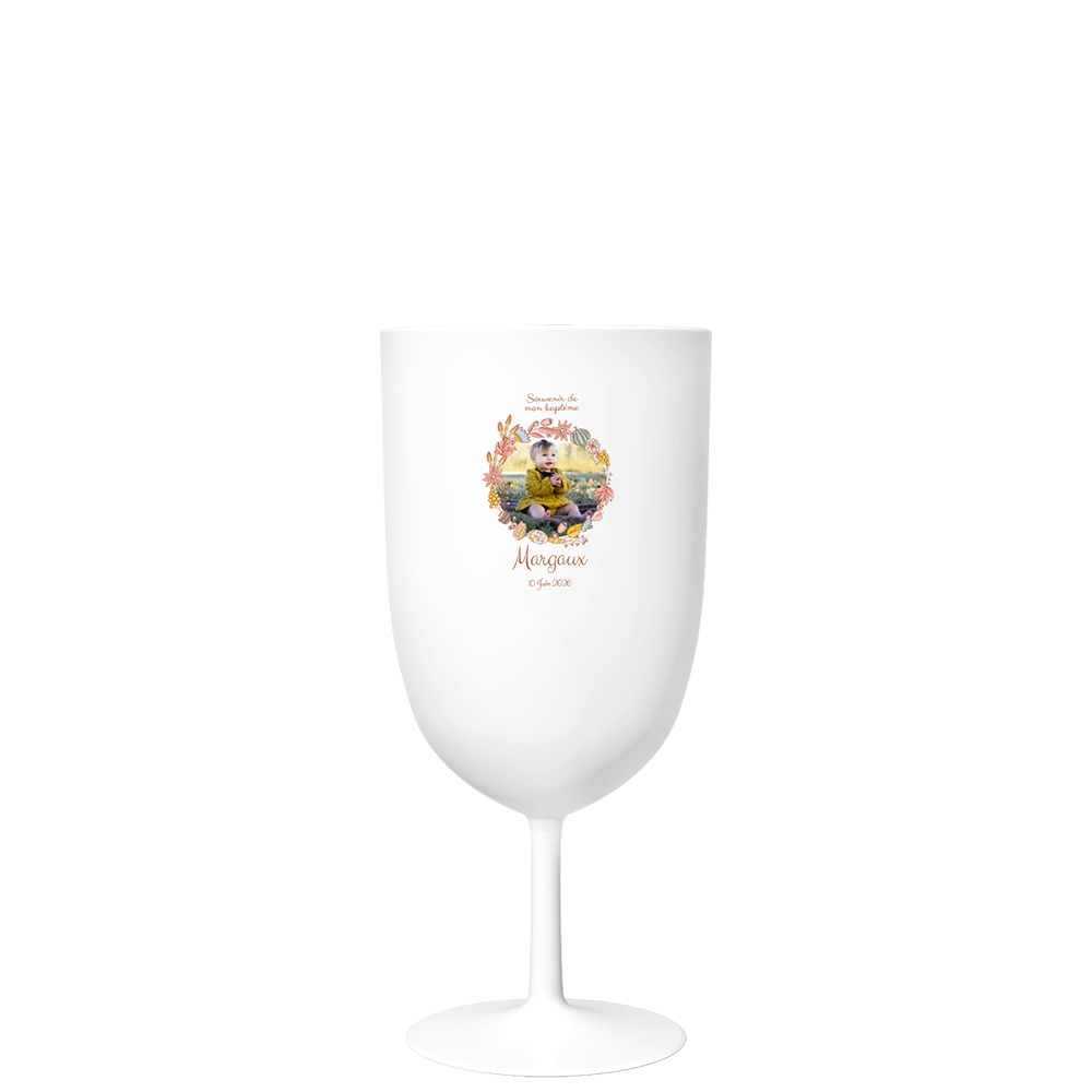 Verre à vin personnalisé en plastique blanc