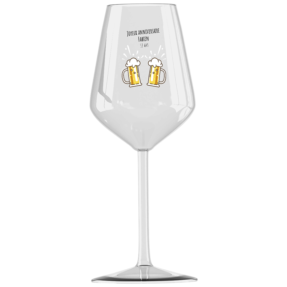 Verre à vin cabernet en verre personnalisé - Anniversaire Bières