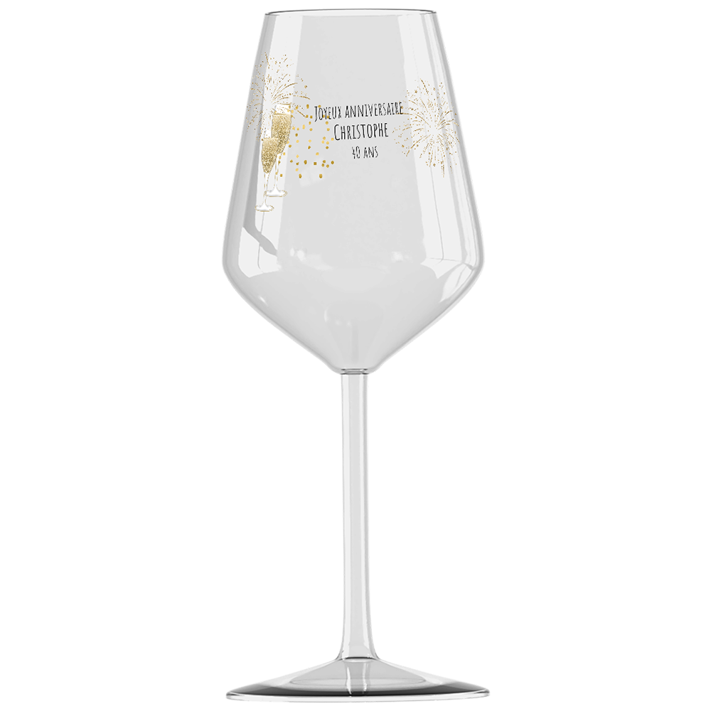 Verre à vin cabernet en verre personnalisé Anniversaire Cheers