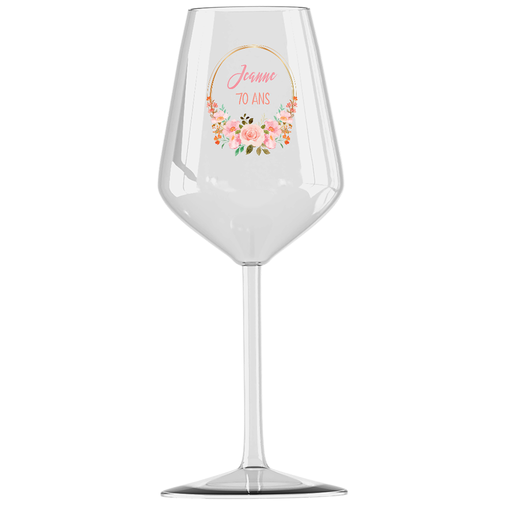 Verre à vin cabernet en verre personnalisé Anniversaire Couronne Fleurs