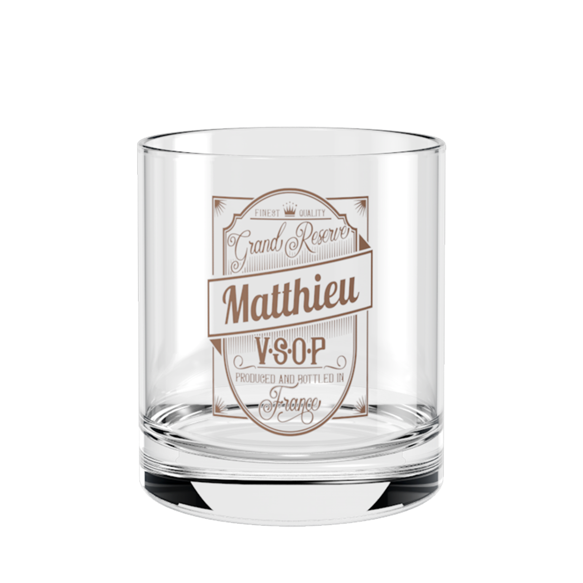 Verre à whisky personnalisé en verre - Fête des pères Etiquette Marron