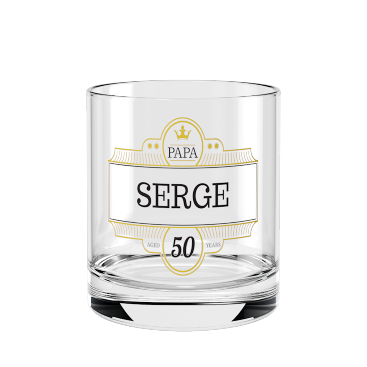 Verre à whisky personnalisé en verre - Fête des pères Dessin Doré