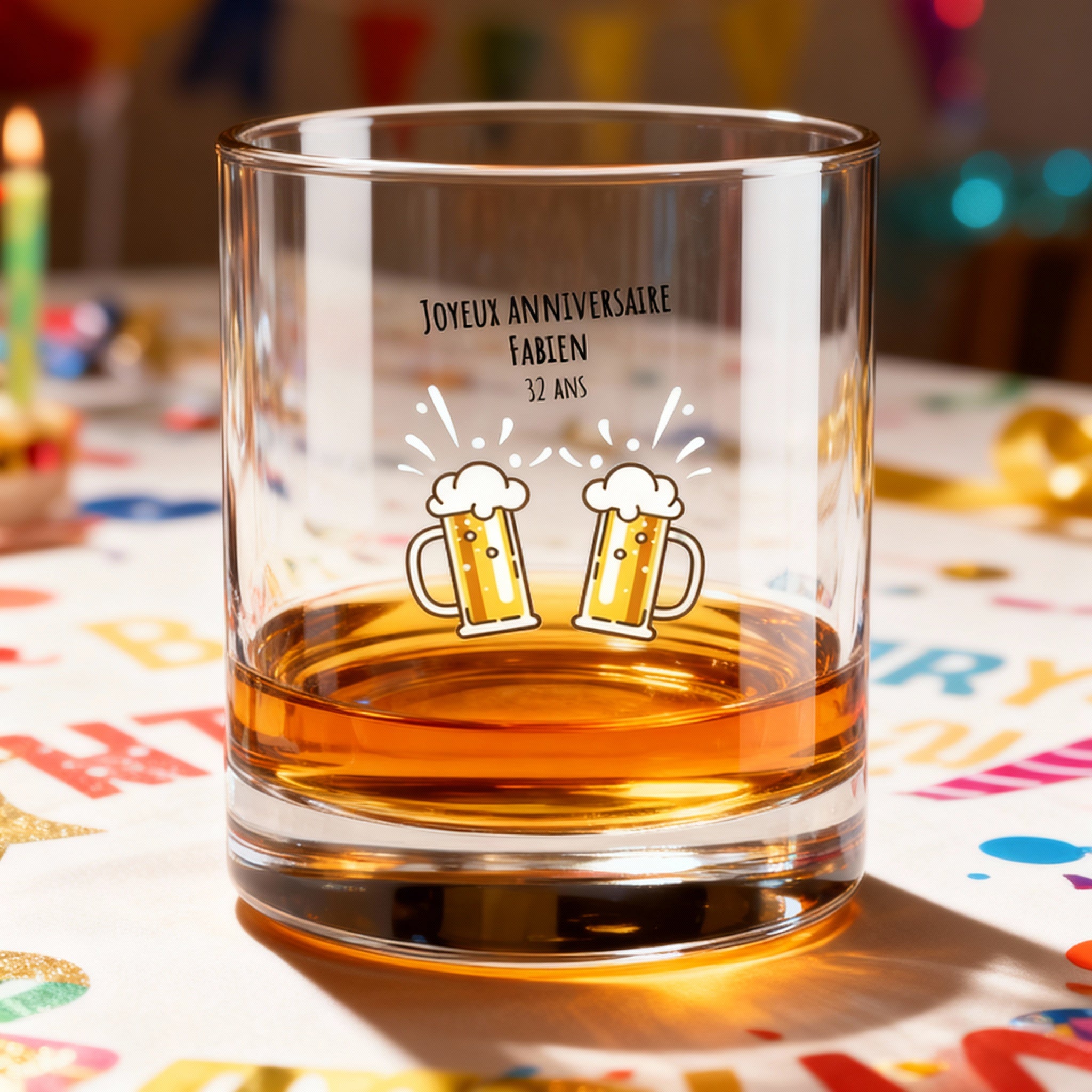 Verre à whisky personnalisé Anniversaire Bières
