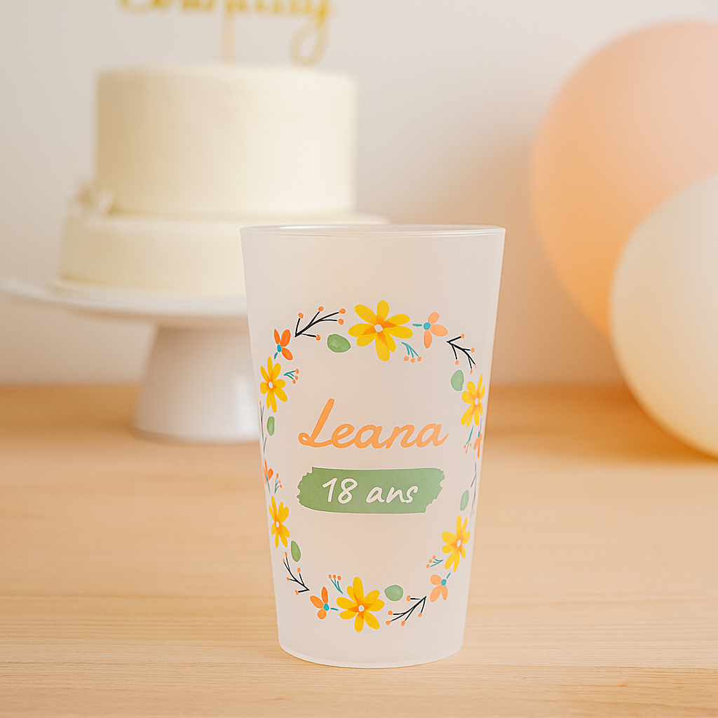 Gobelet personnalisé Anniversaire Floral