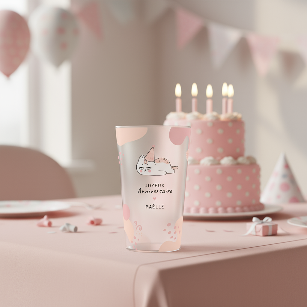 Gobelet personnalisé Anniversaire Chat Fatigué