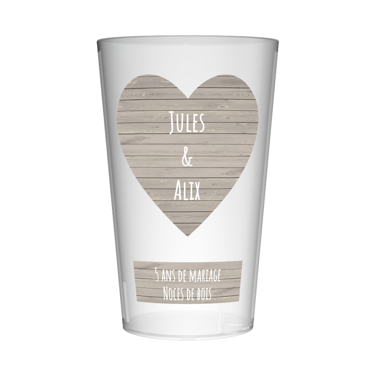 Gobelet personnalisé Noces 5 ans