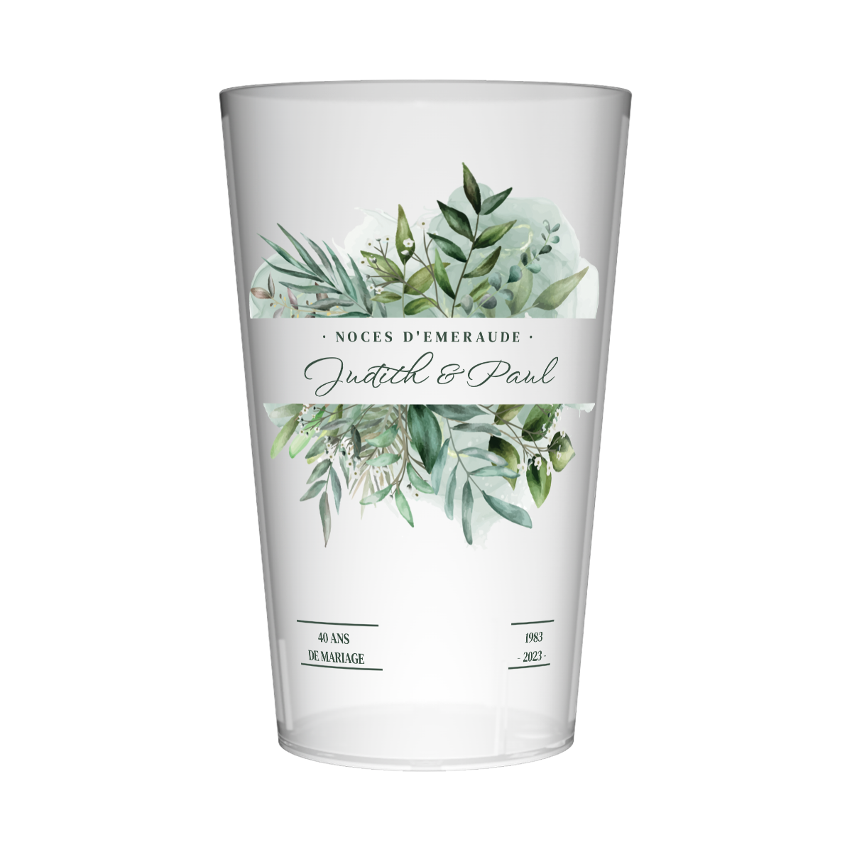 Gobelet personnalisé Noces d'émeraude champêtre