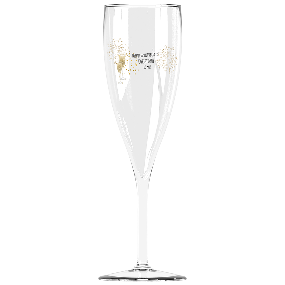 Flûte à champagne personnalisée Effervescence incassable anniversaire cheers