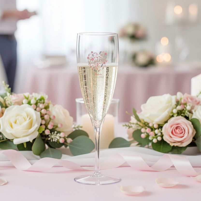 flute champagne personnalise tritan bapteme fleuri