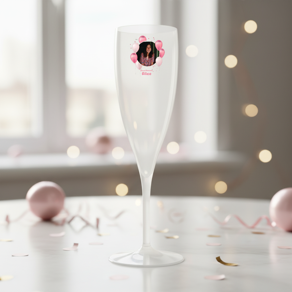 flute à champagne en plastique personnalisée ambiance