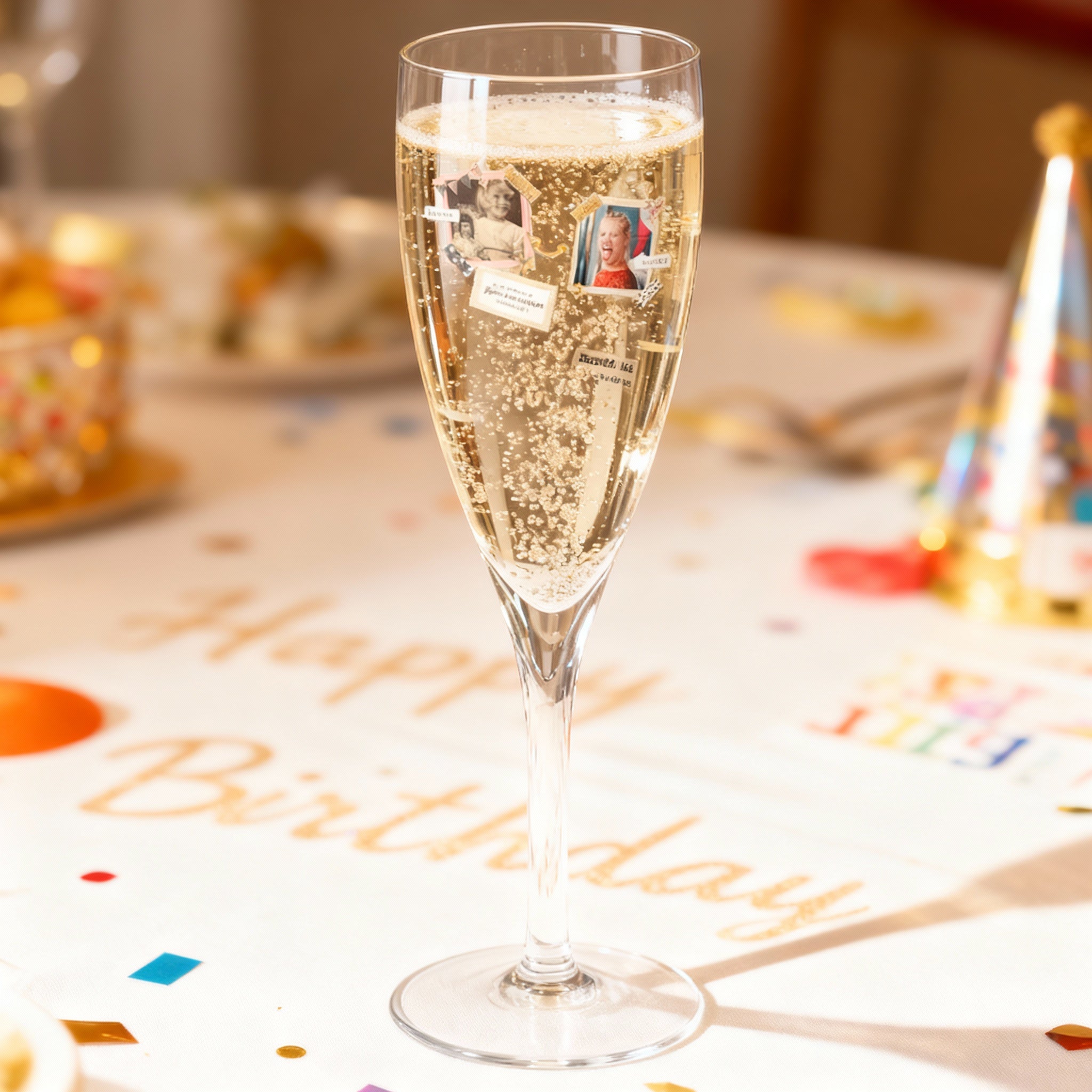 Flûte à champagne personnalisée Anniversaire Deux Photos