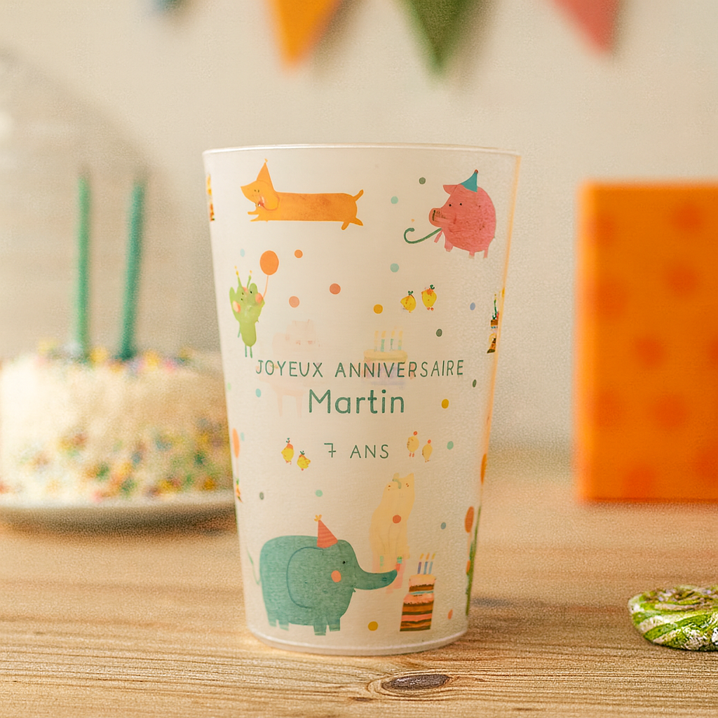 Gobelet personnalisé Anniversaire Animaux Fête ambiance