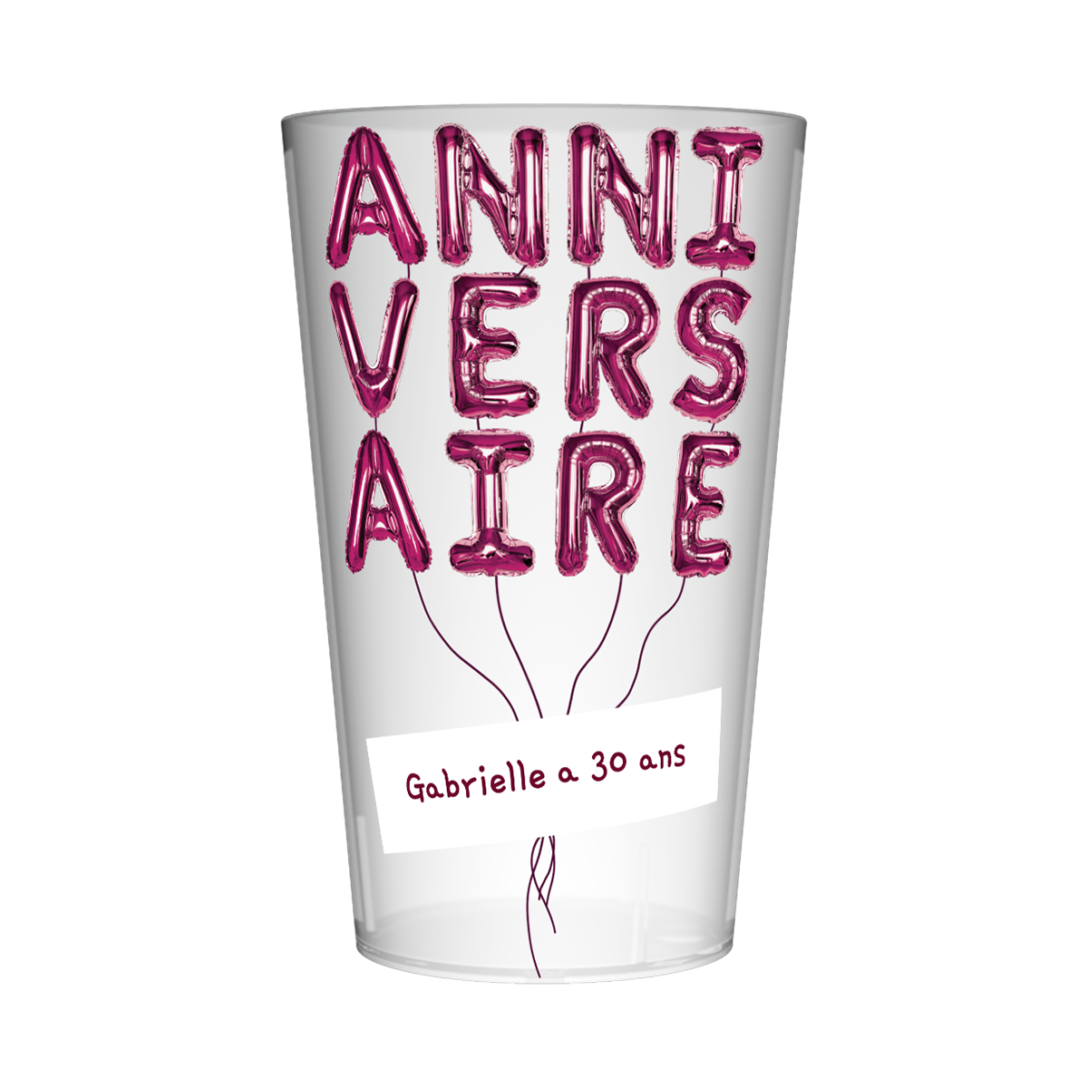 Gobelet personnalisé Anniversaire Ballons violet