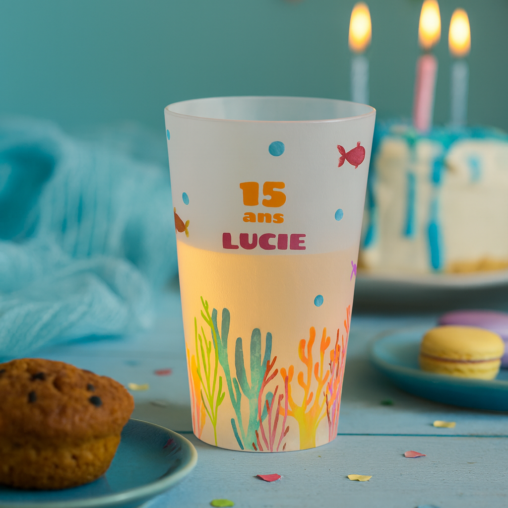 Gobelet personnalisé Anniversaire Aquarium ambiance