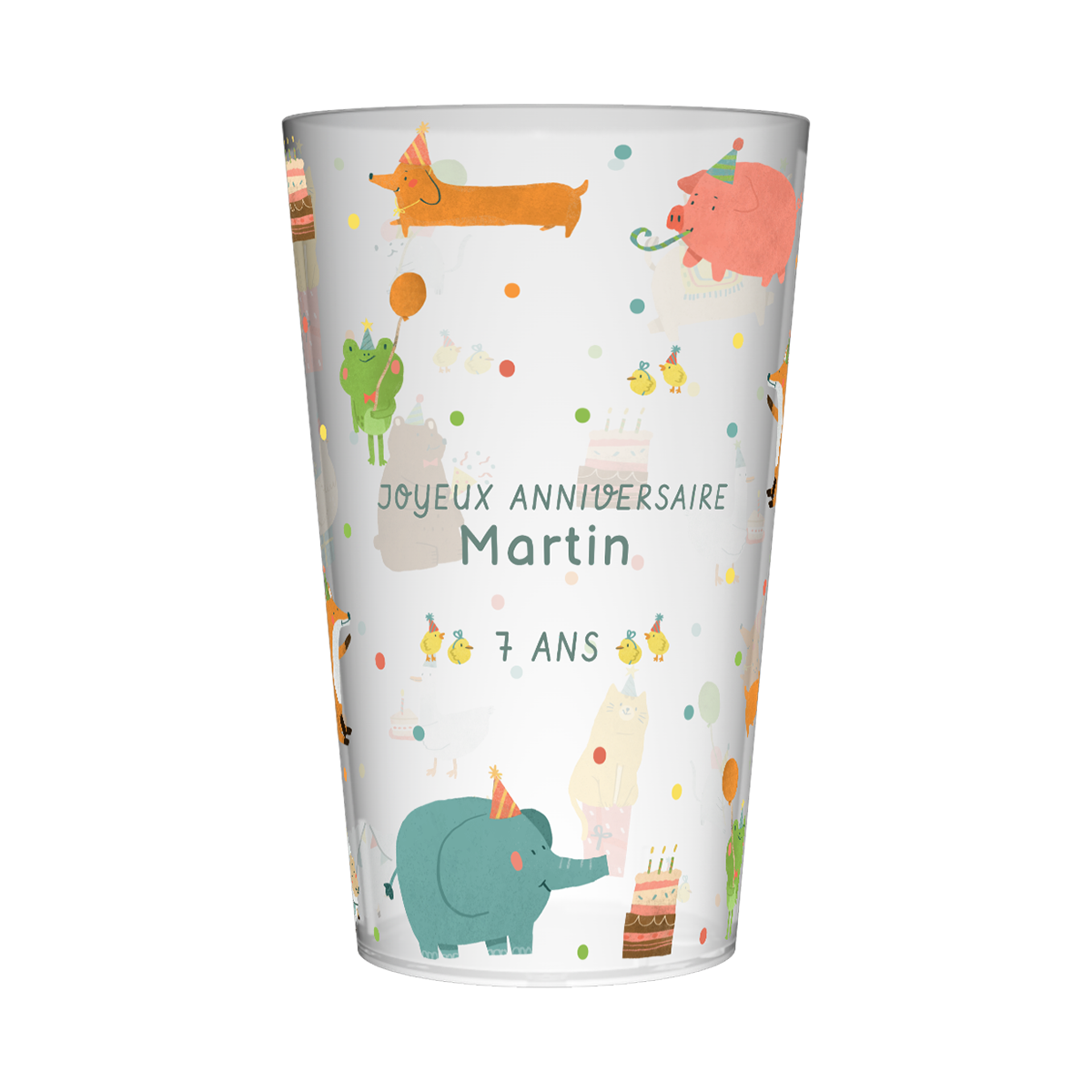 Gobelet personnalisé Anniversaire Animaux Fête