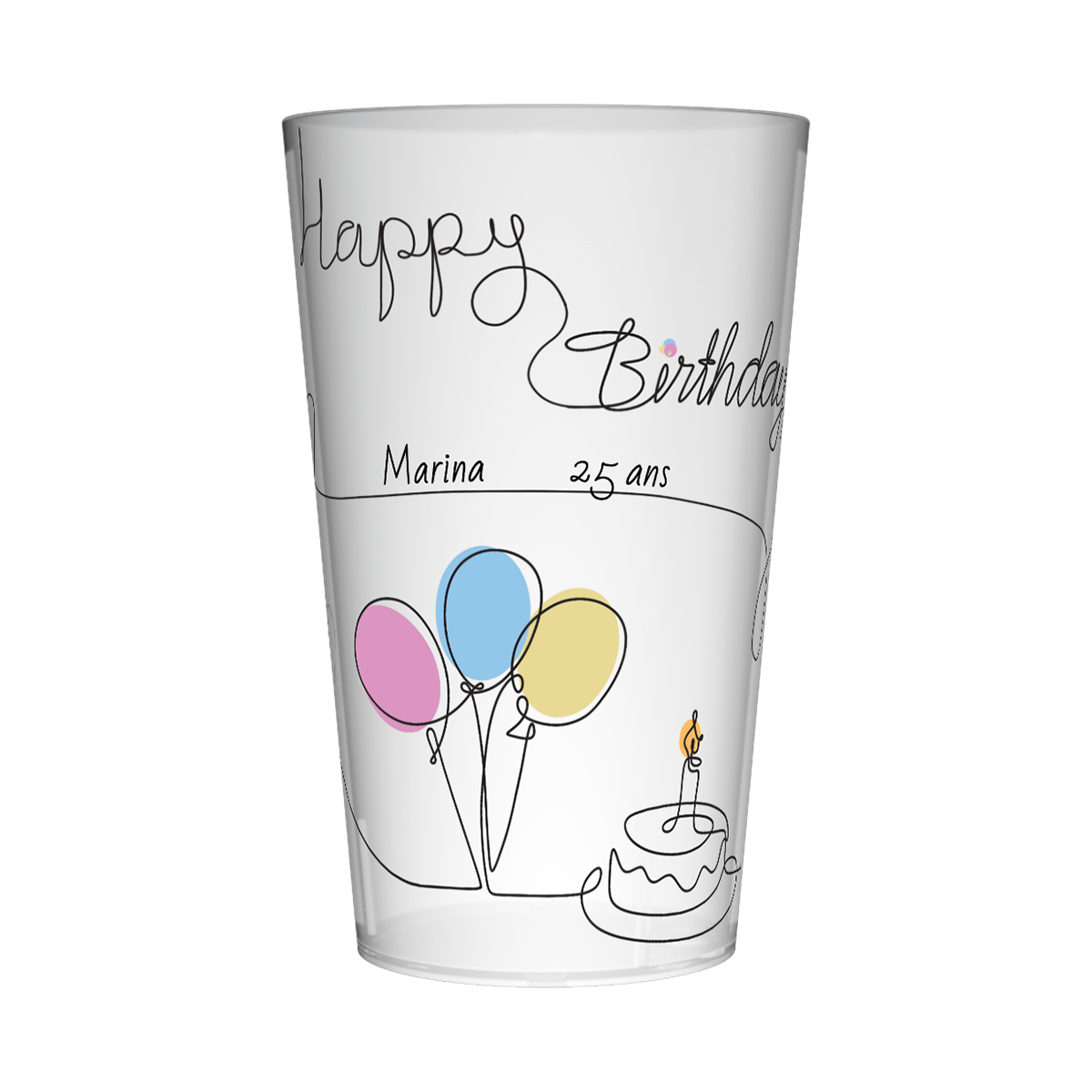 Gobelet personnalisé Anniversaire Gâteau & Ballons