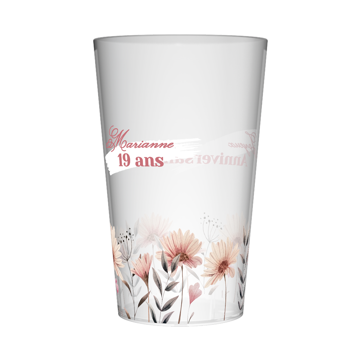 Gobelet personnalisé Anniversaire Champ de fleurs 2