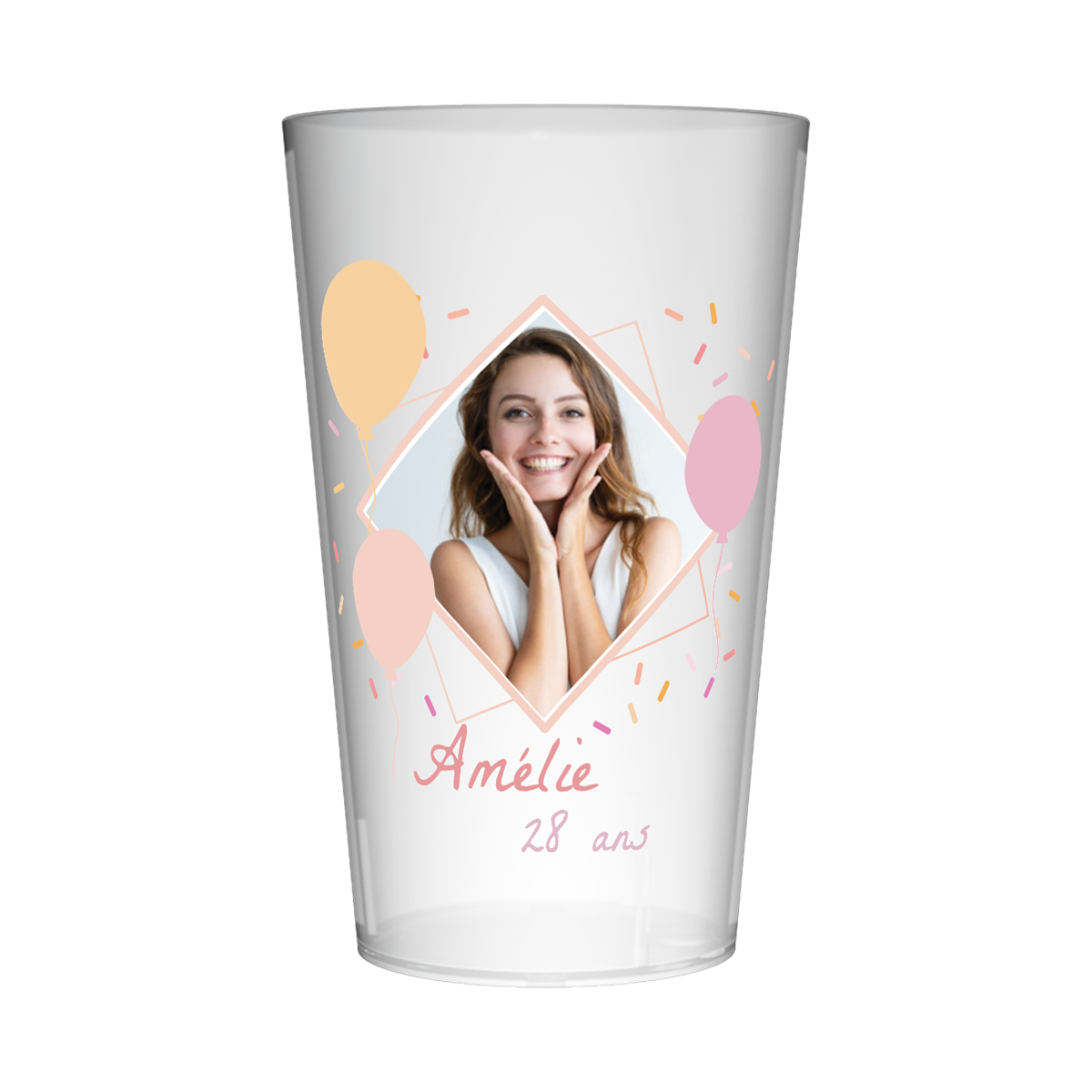 Gobelet personnalisé Anniversaire Rose & Photo
