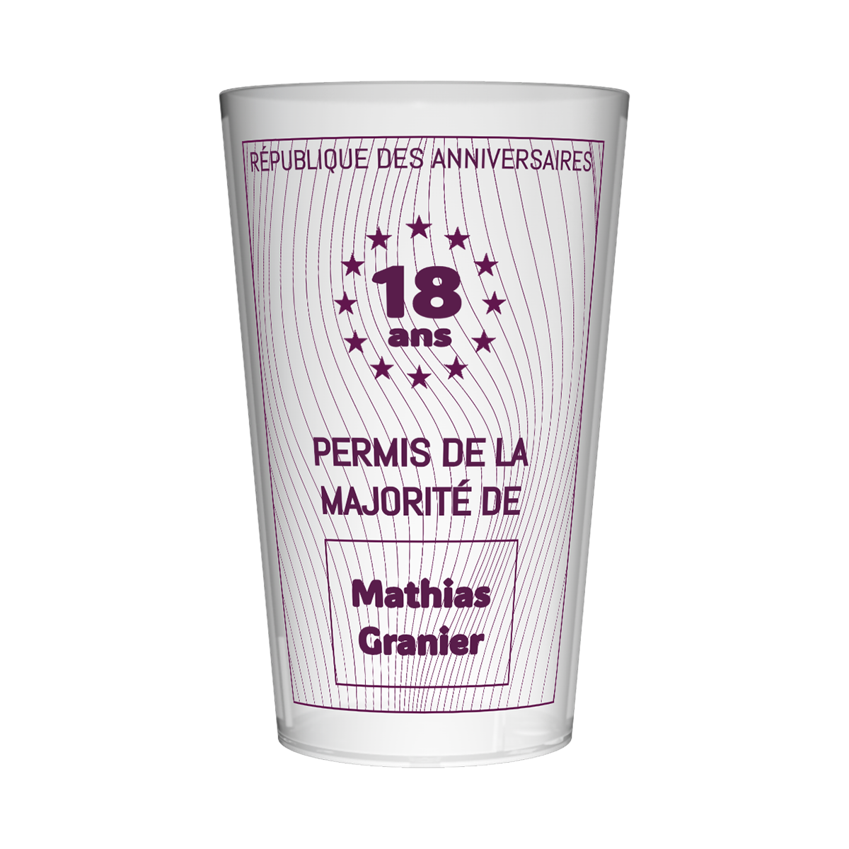 Gobelet personnalisé Anniversaire Photo Majorité