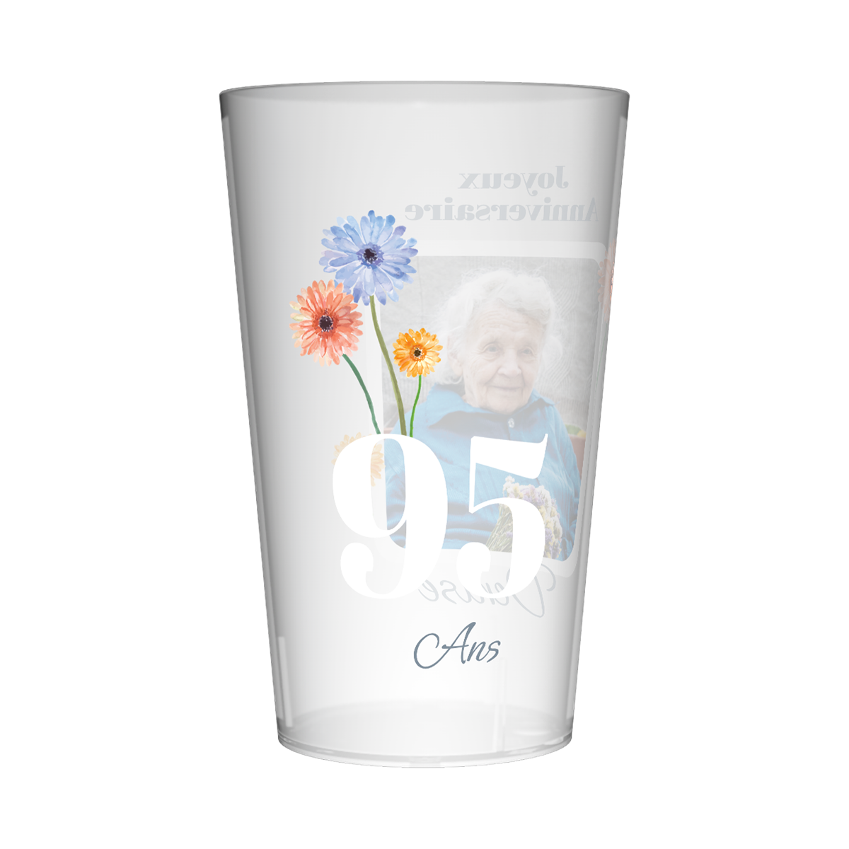 Gobelet personnalisé Anniversaire Marguerite Aquarelle