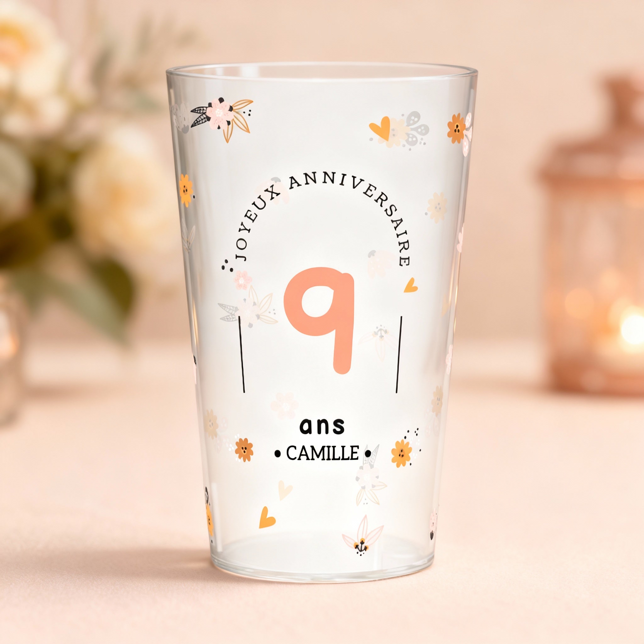 Gobelet personnalisé Anniversaire Mignon Fleurs ambiance