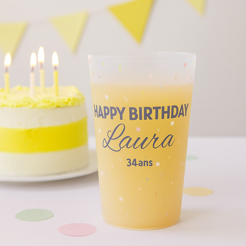 Gobelet personnalisé Anniversaire Géométrie ambiance