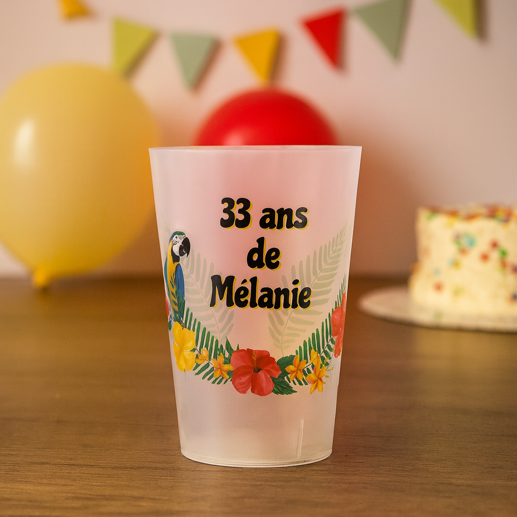 Gobelet personnalisé Anniversaire Exotique ambiance