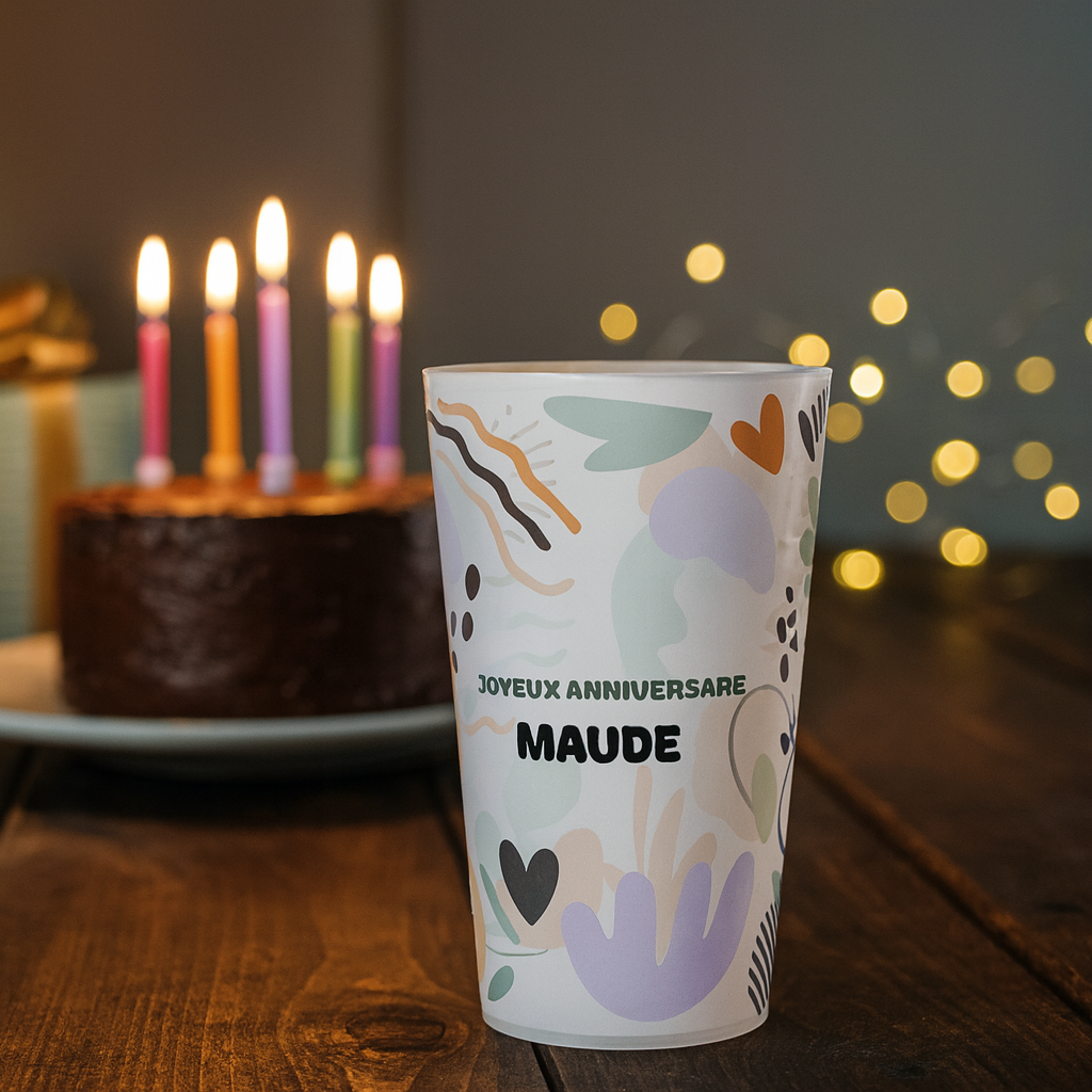 Gobelet personnalisé Anniversaire Moderne ambiance