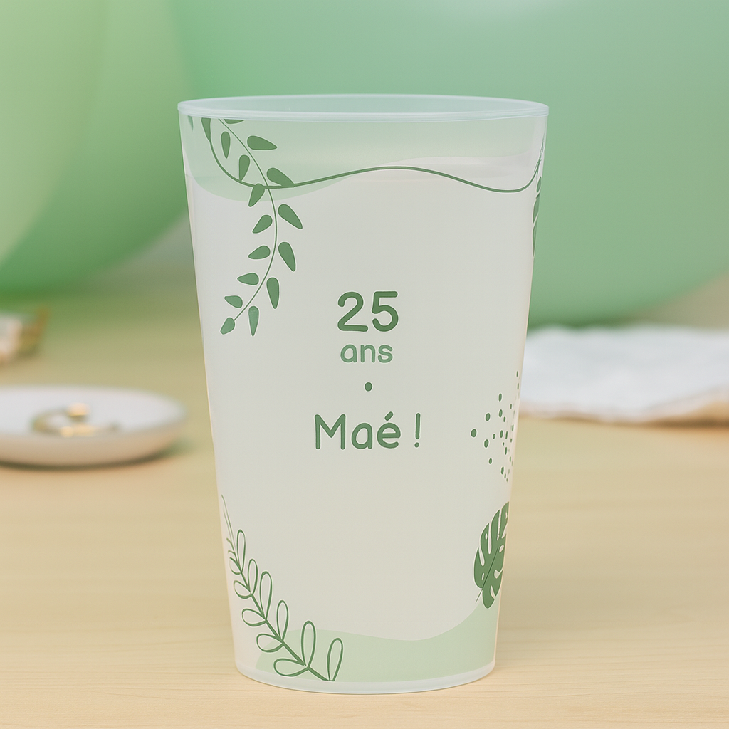 Gobelet personnalisé Anniversaire Vert ambiance