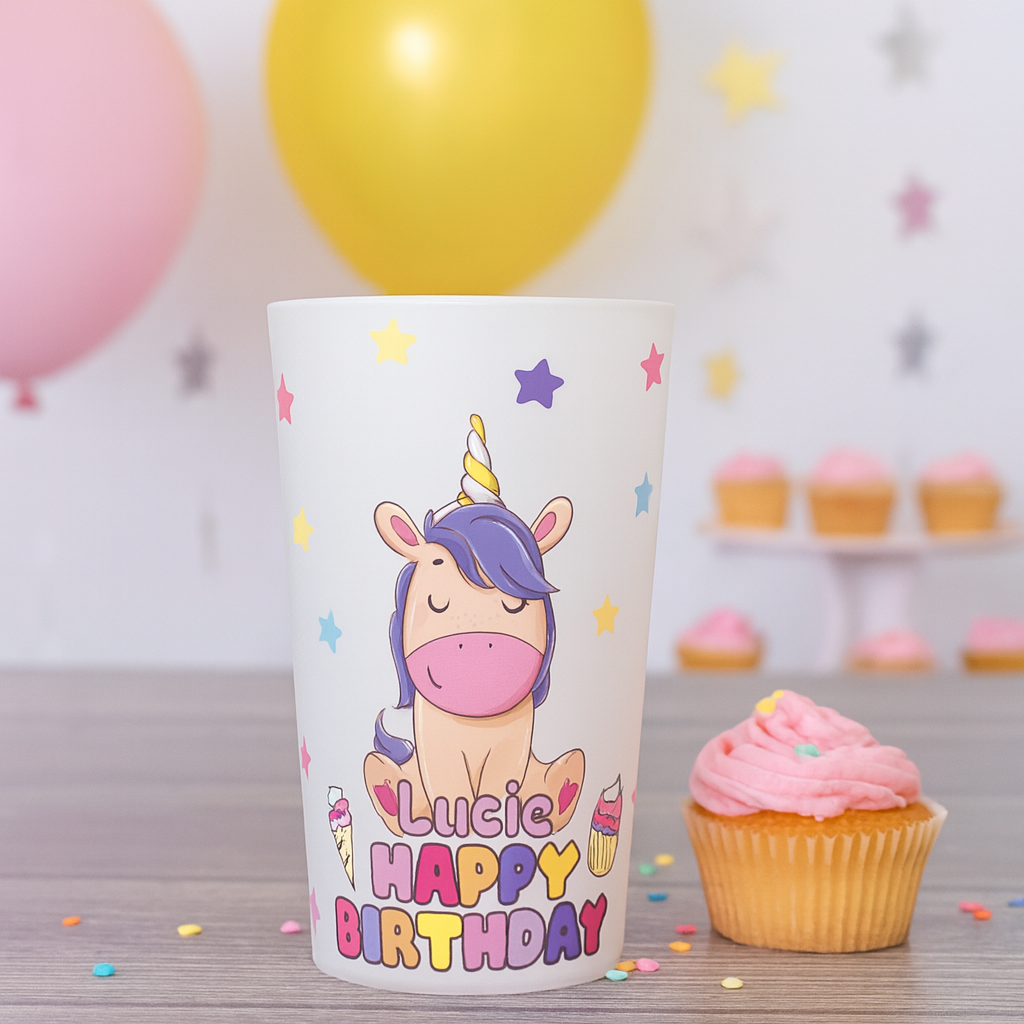 Gobelet personnalisé Anniversaire Licorne Friandises ambiance