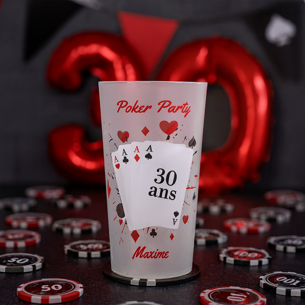 Gobelet personnalisé Anniversaire Poker Cartes ambiance