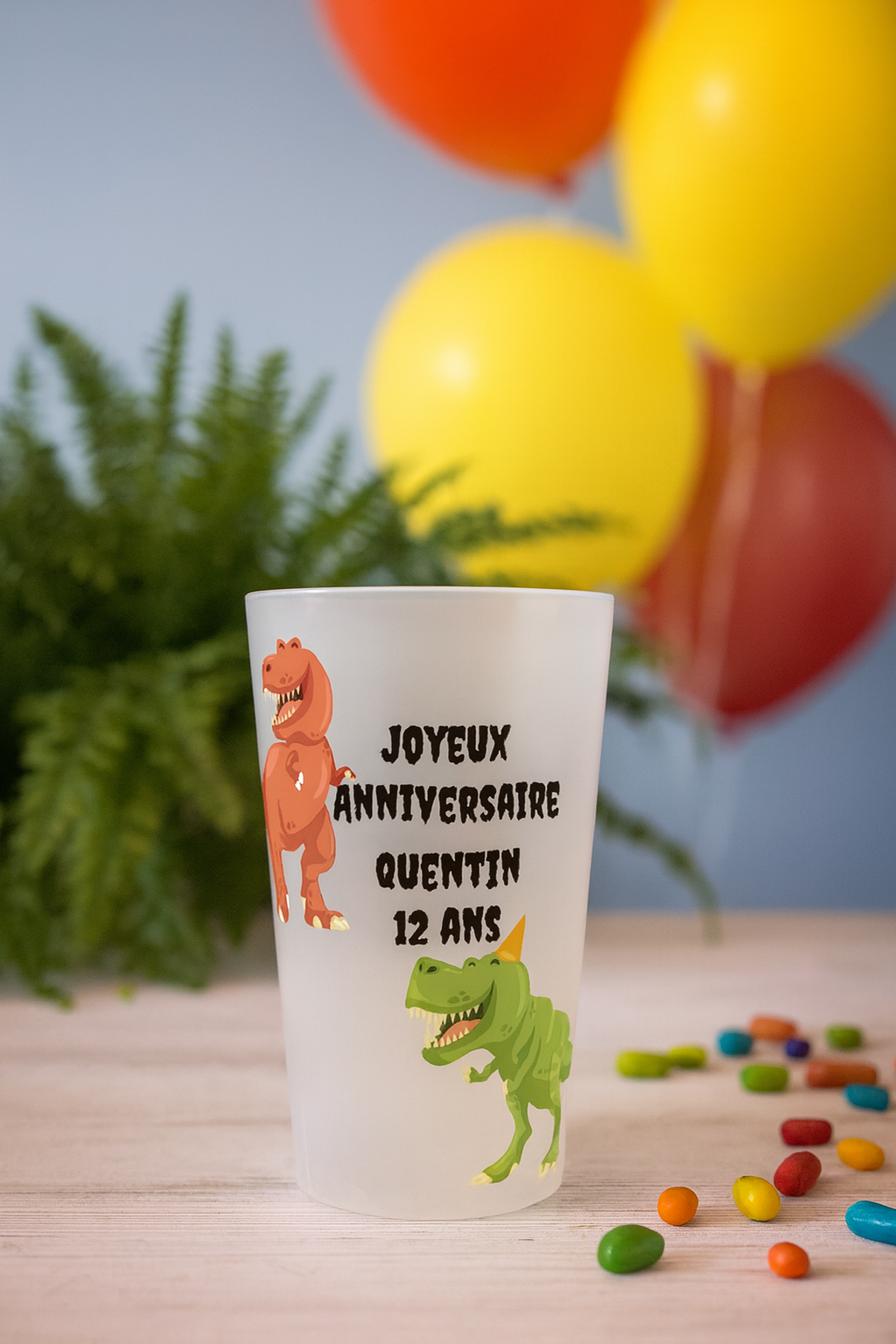 Gobelet personnalisé Anniversaire Dinosaures