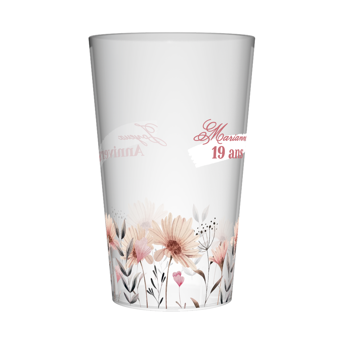Gobelet personnalisé Anniversaire Champ de fleurs 3