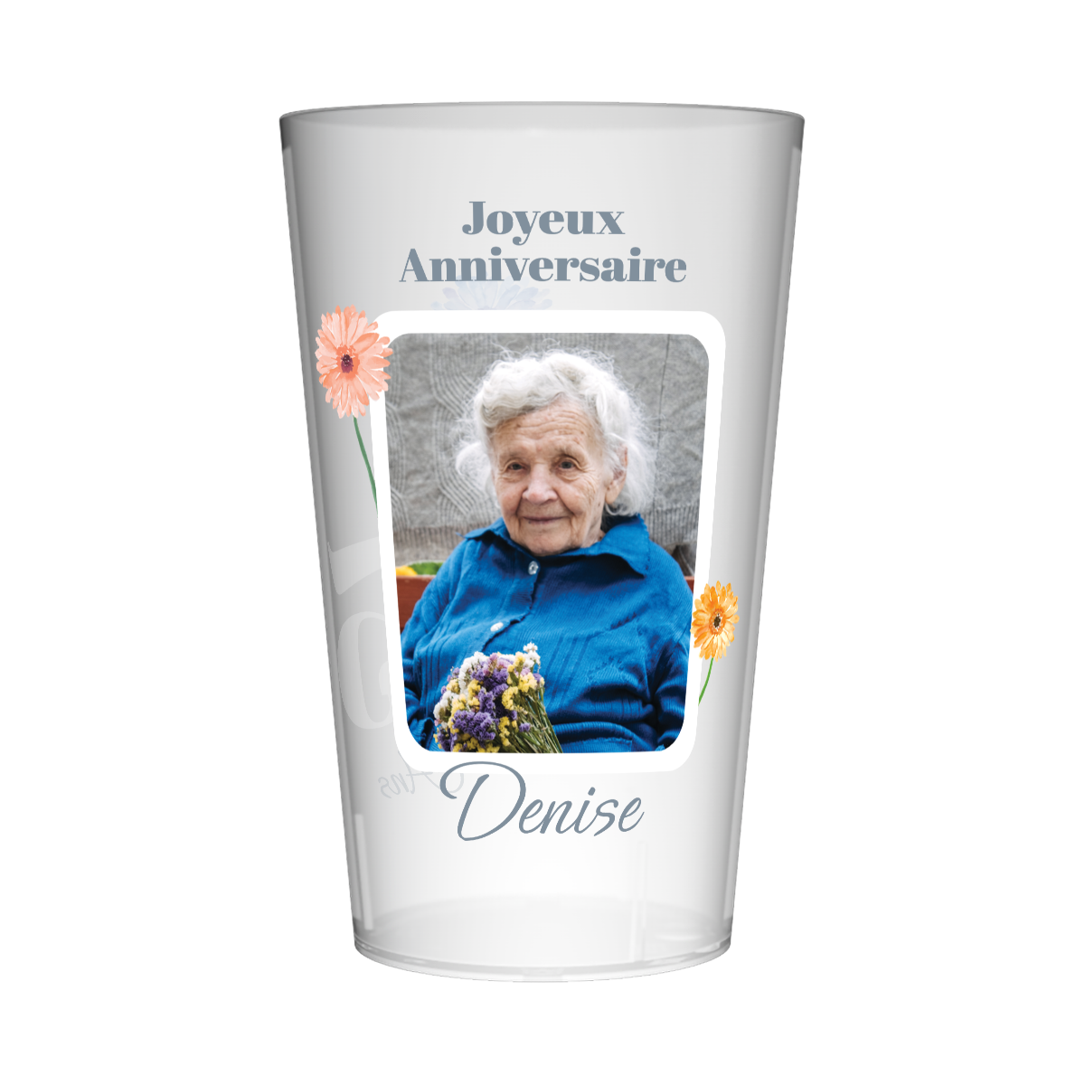 Gobelet personnalisé Anniversaire Marguerite Aquarelle
