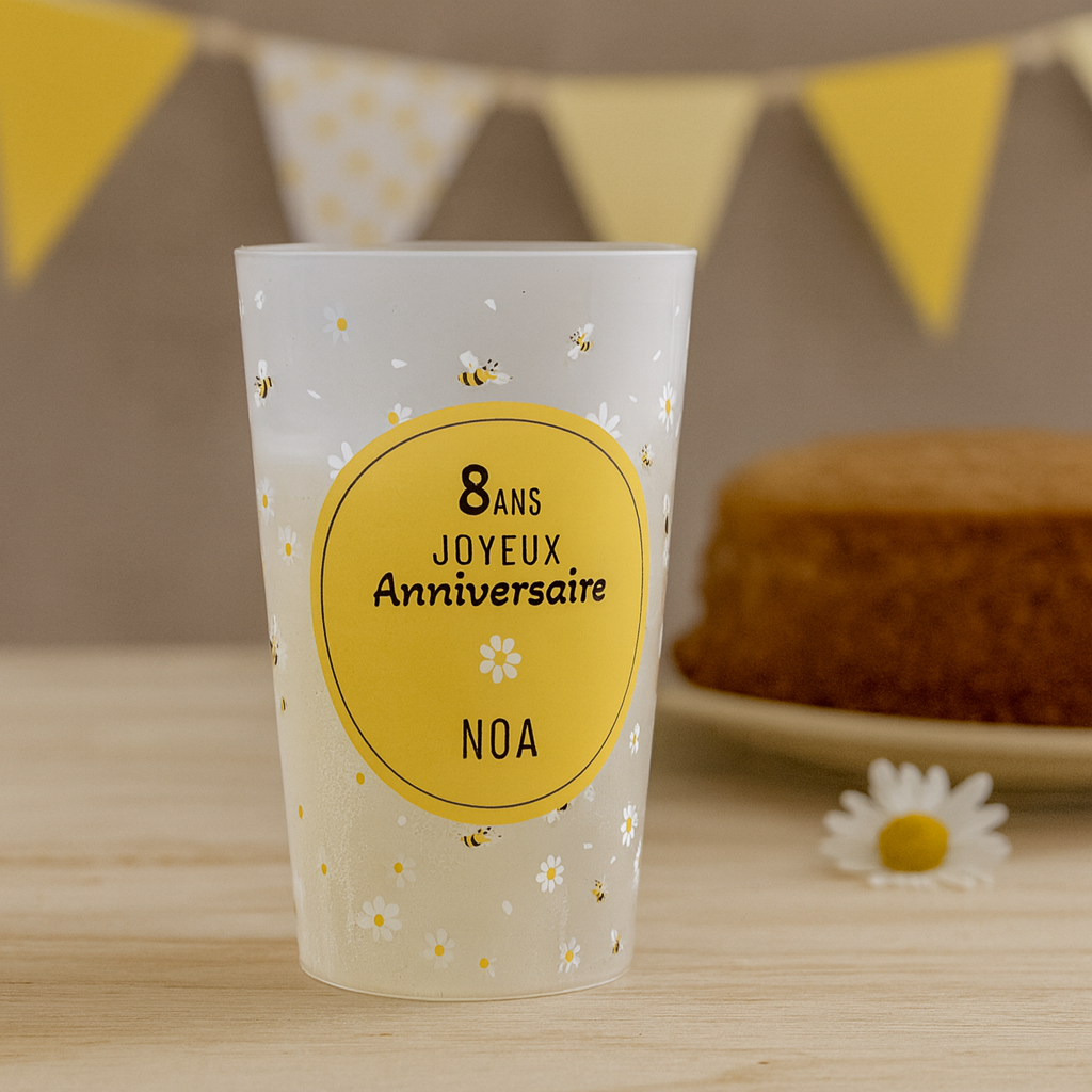 Gobelet personnalisé Anniversaire Paquerette ambiance
