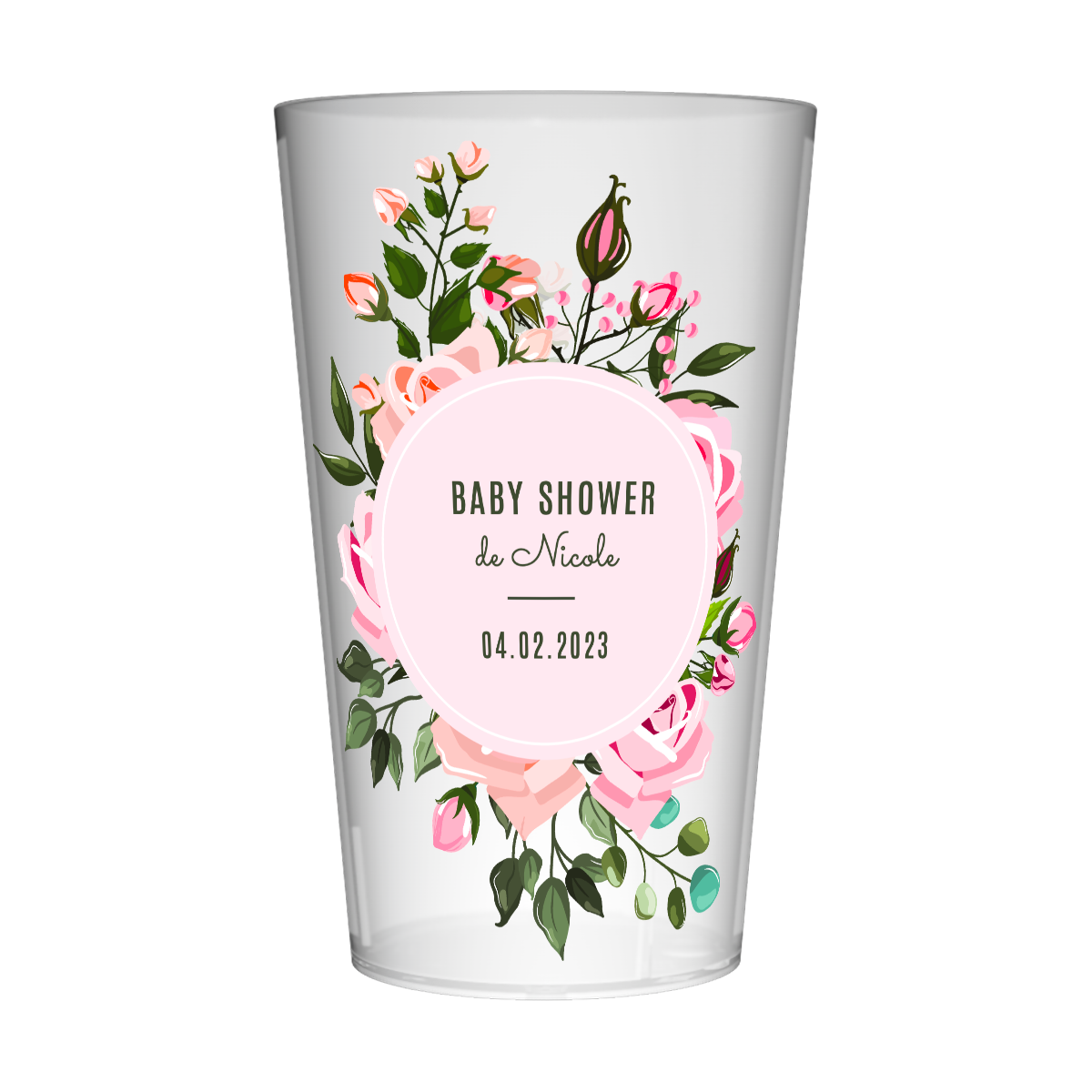 Gobelet personnalisé Baby Shower Bouquet Roses