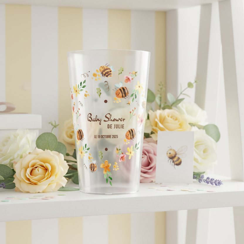 gobelet personnalise baby shower abeilles