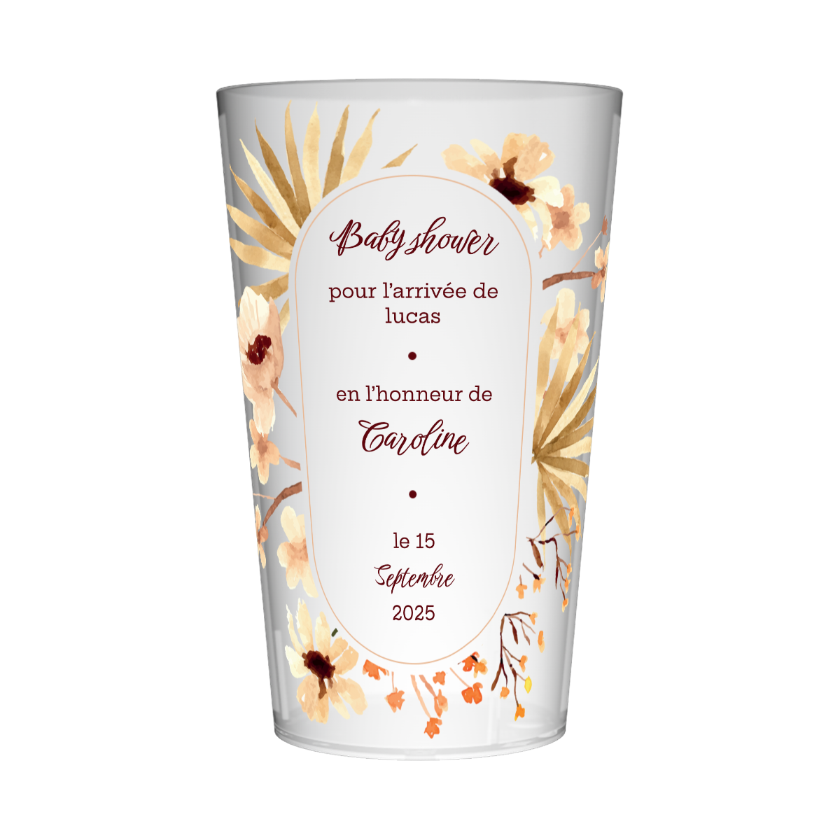 Gobelet personnalisé Baby Shower Fleurs Jaunes