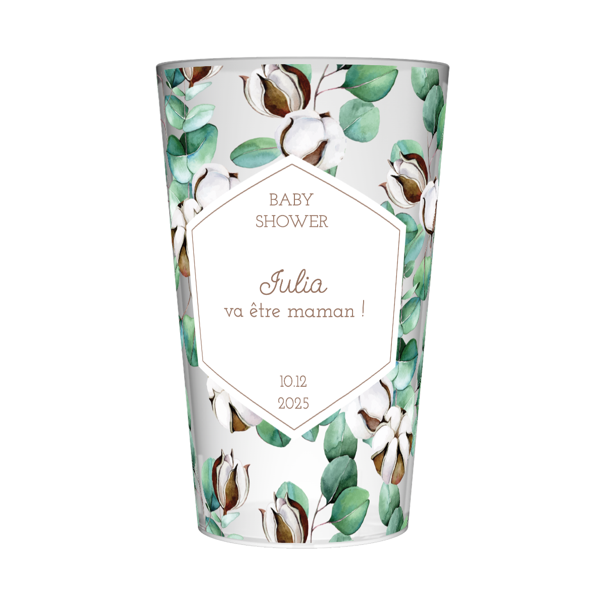 Gobelet personnalisé Baby Shower Fleur de coton