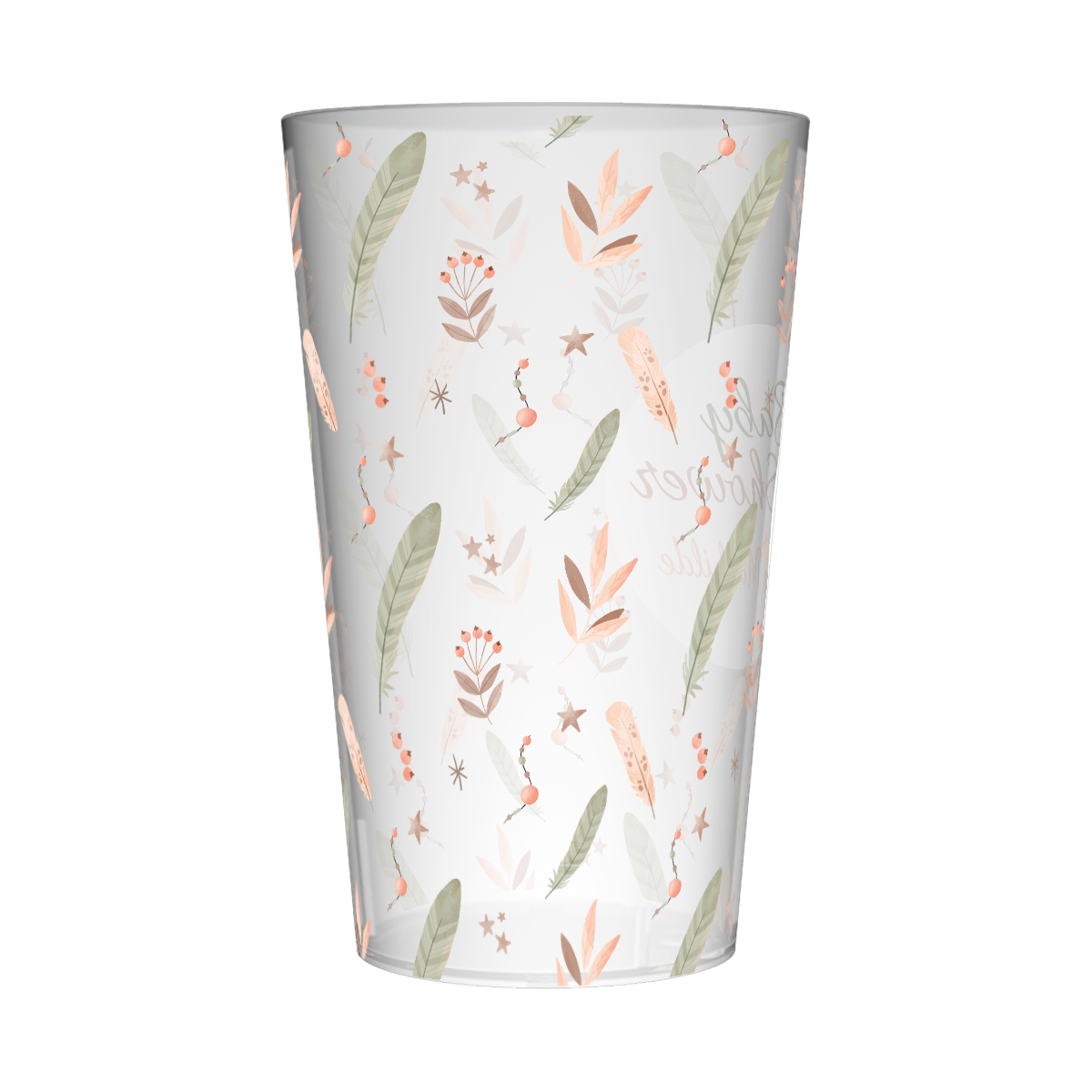 Gobelet personnalisé Baby Shower Plumes Bohème 3