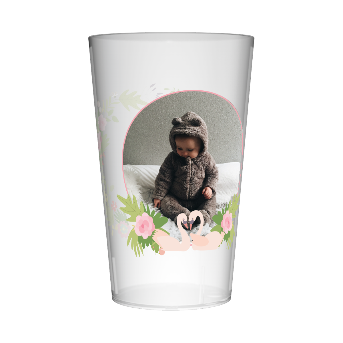 Gobelet personnalisé Baptême Cygnes