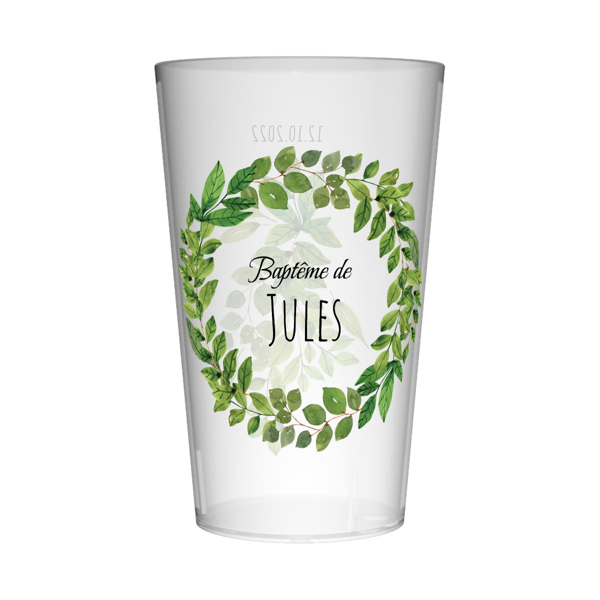 Gobelet personnalisé Baptême Feuilles