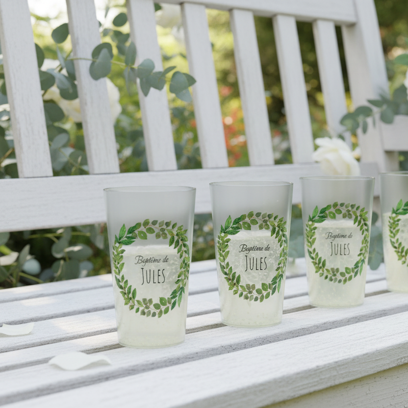 goblee tpersonnalisé bapteme feuilles ambiance