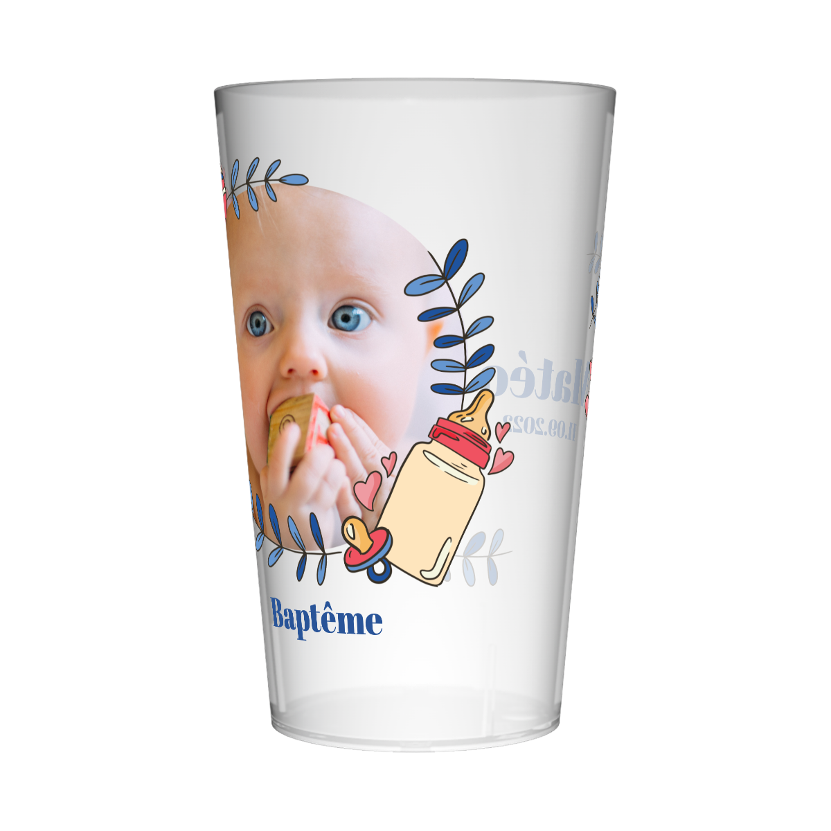 Gobelet personnalisé Baptême Image Bleu 2